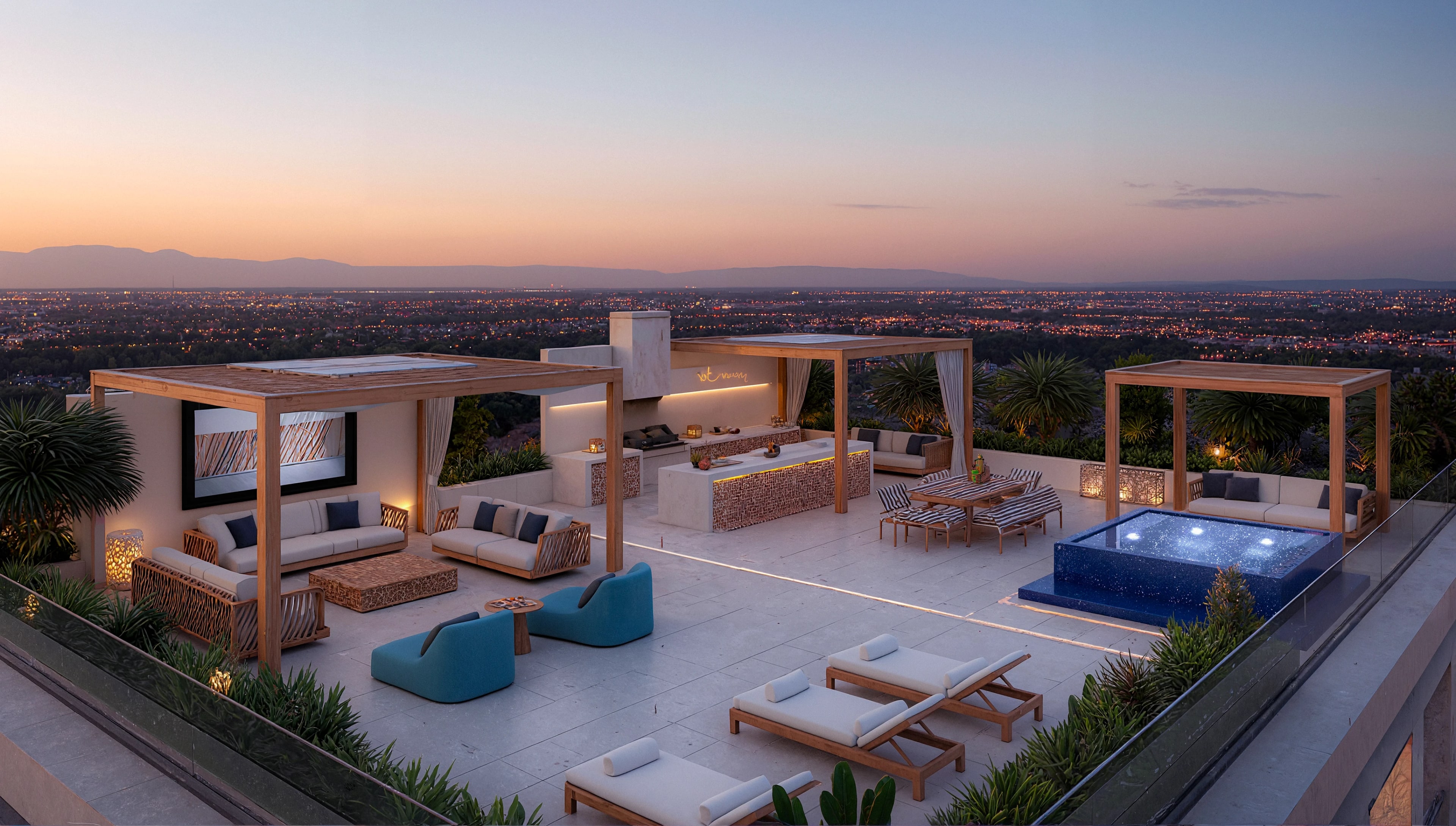 Gold Garden, rooftop et perspective sur l'Atlas