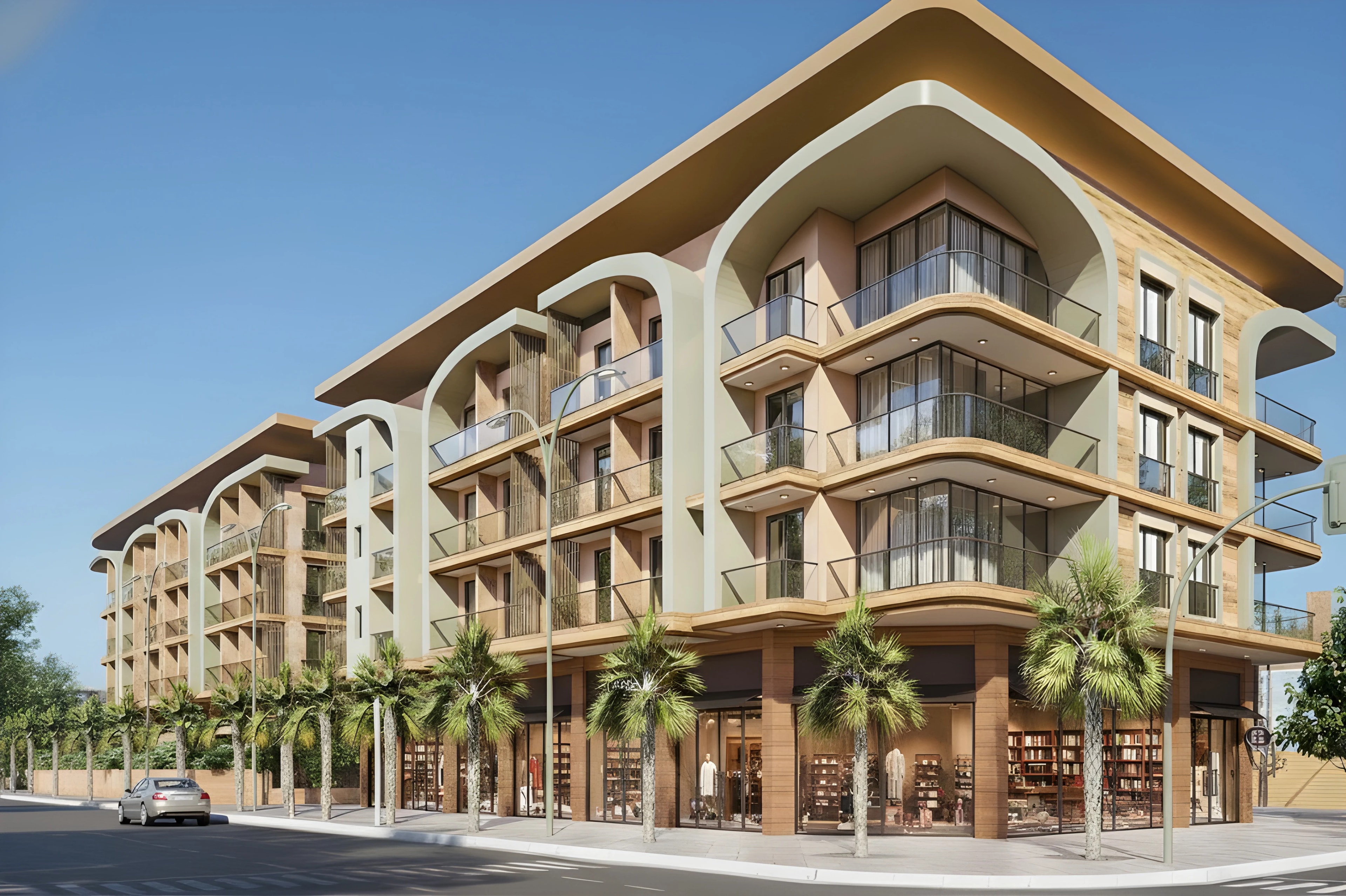 Gold Garden, façade contemporaine de la résidence à Marrakech